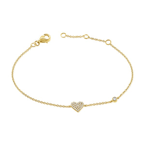 14k Gold & Diamond Heart Bracelet