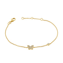 Load image into Gallery viewer, 14k Gold &amp; Diamond Butterfly Bracelet