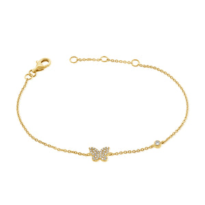 14k Gold & Diamond Butterfly Bracelet