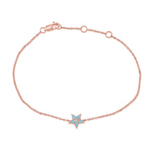 Load image into Gallery viewer, 14k Gold &amp; Diamond Blue Star Bracelet