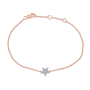 14k Gold & Diamond Blue Star Bracelet