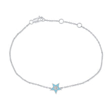 Load image into Gallery viewer, 14k Gold &amp; Diamond Blue Star Bracelet