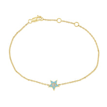 Load image into Gallery viewer, 14k Gold &amp; Diamond Blue Star Bracelet