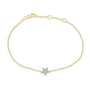 14k Gold & Diamond Blue Star Bracelet