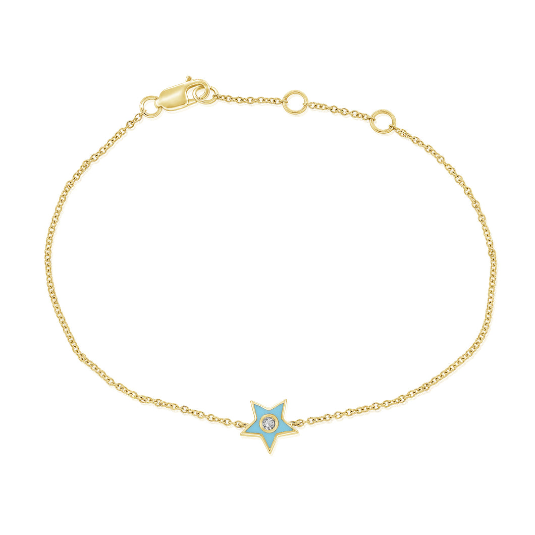 14k Gold & Diamond Blue Star Bracelet