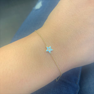 14k Gold & Diamond Blue Star Bracelet