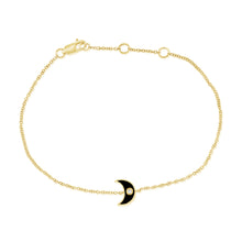 Load image into Gallery viewer, 14k Gold &amp; Diamond Black Moon Bracelet