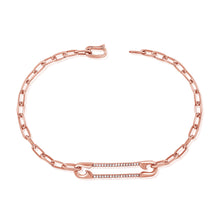 Load image into Gallery viewer, 14k Gold &amp; Diamond Safety Pin Link Bracelet