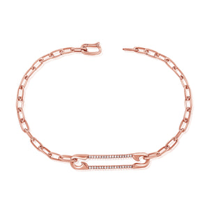 14k Gold & Diamond Safety Pin Link Bracelet