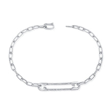 Load image into Gallery viewer, 14k Gold &amp; Diamond Safety Pin Link Bracelet