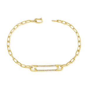 14k Gold & Diamond Safety Pin Link Bracelet