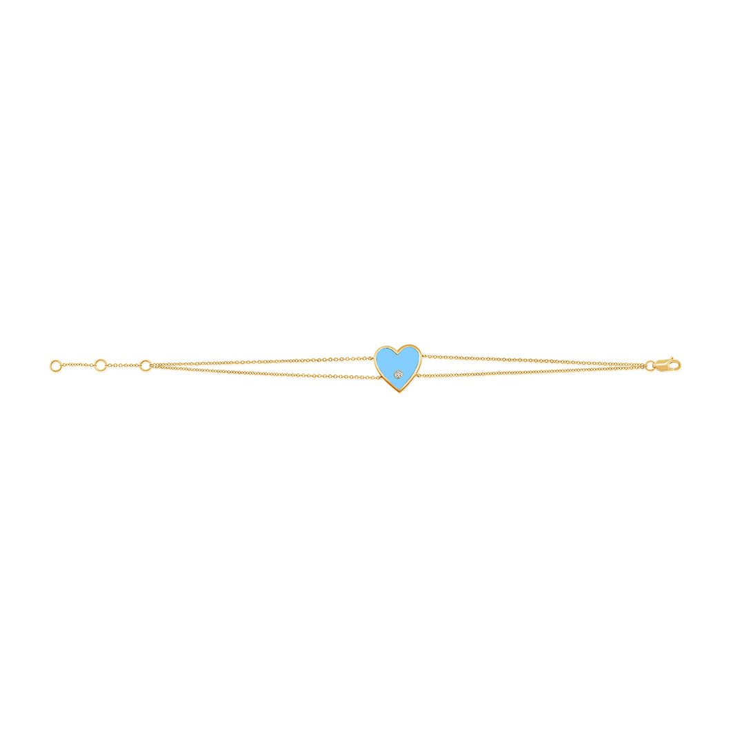 14k Gold & Diamond Heart Bracelet