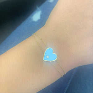 14k Gold & Diamond Heart Bracelet