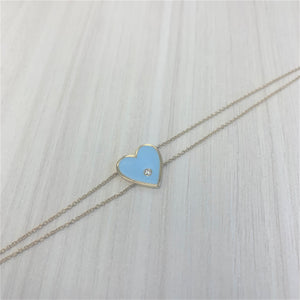 14k Gold & Diamond Heart Bracelet