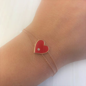 14k Gold & Diamond Heart Bracelet