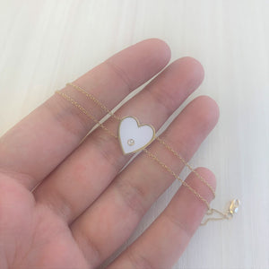 14k Gold & Diamond Heart Bracelet