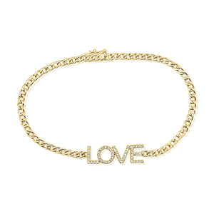 14k Gold & Diamond Love Link Bracelet