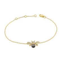 Load image into Gallery viewer, 14k Gold &amp; Black Diamond Bumble Bee Bracelet