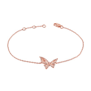 14k Gold & Diamond Butterfly Bracelet