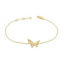 Load image into Gallery viewer, 14k Gold &amp; Diamond Butterfly Bracelet