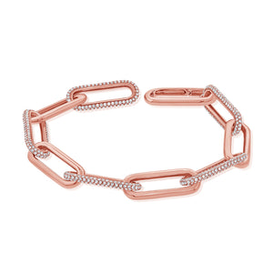 14k Gold & Diamond Paperclip Link Bracelet
