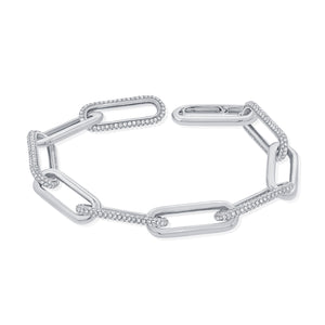 14k Gold & Diamond Paperclip Link Bracelet