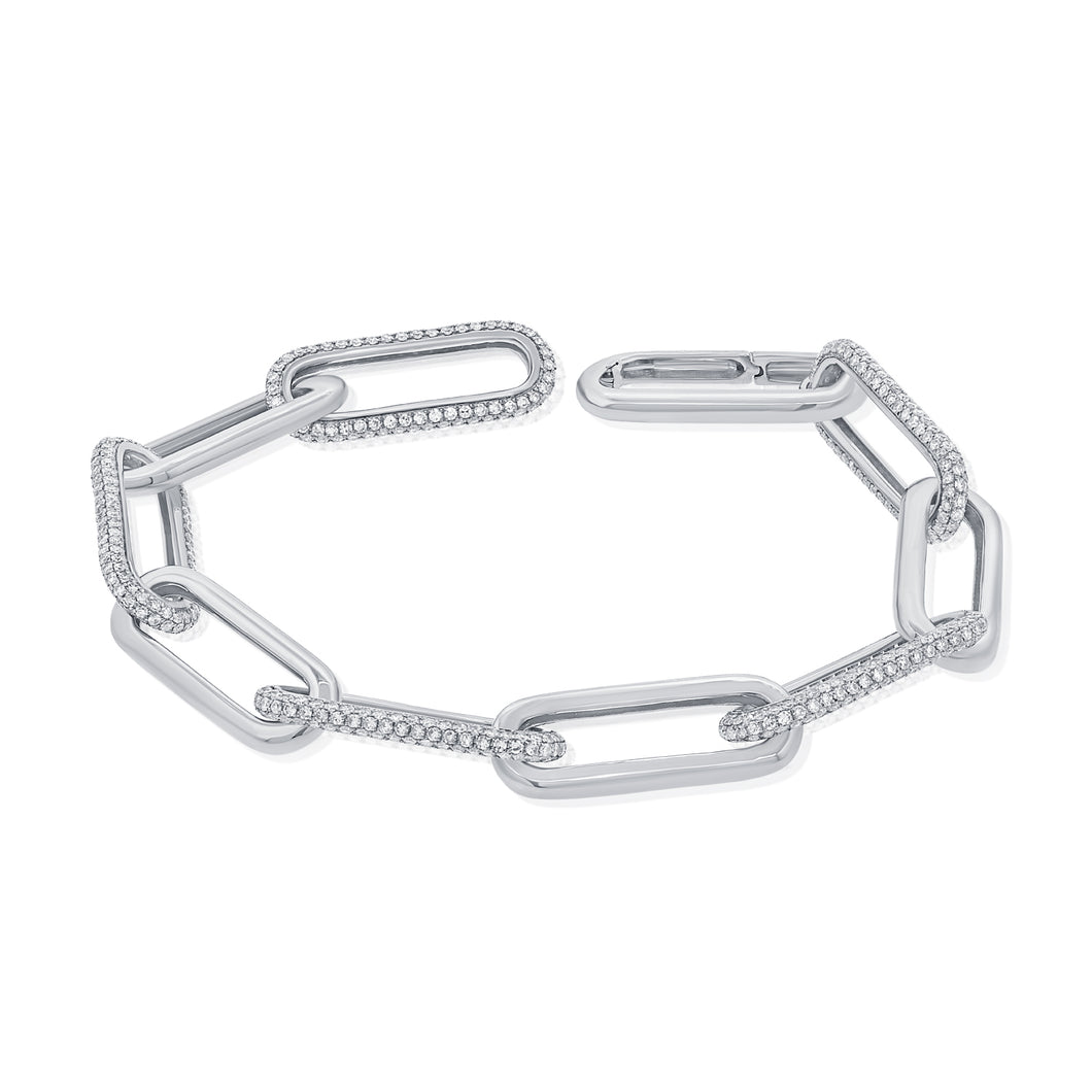 14k Gold & Diamond Paperclip Link Bracelet