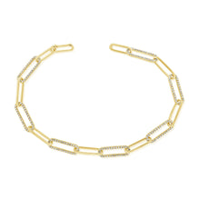 Load image into Gallery viewer, 14k Gold &amp; Diamond Paperclip Link Bracelet