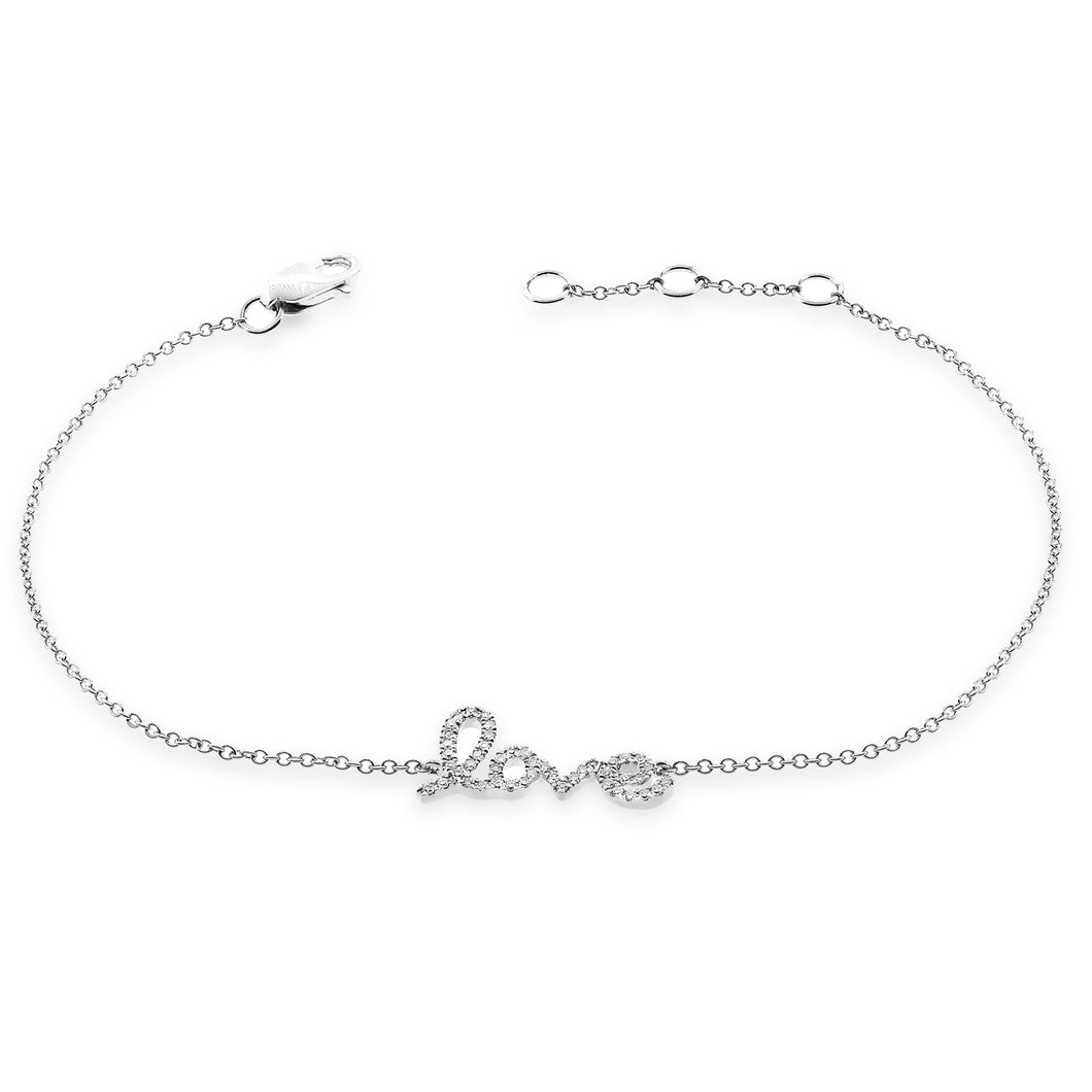 14k Gold & Diamond Script Love Bracelet