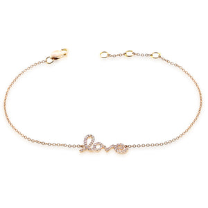 14k Gold & Diamond Script Love Bracelet