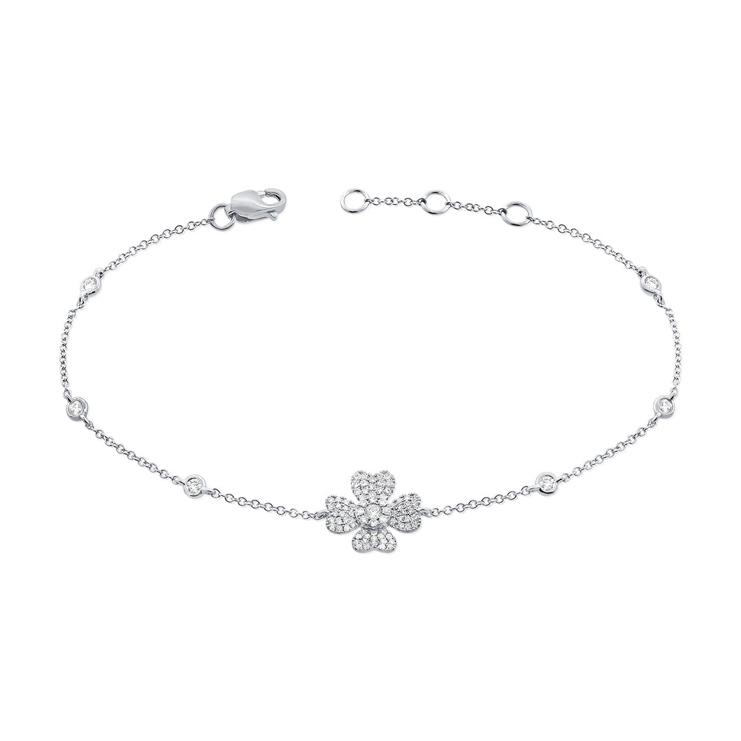 14k Gold & Diamond Flower Bracelet