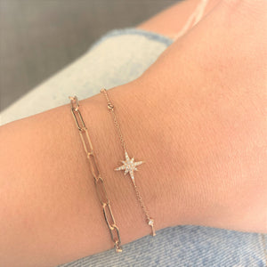 14k Gold & Diamond Star Bracelet