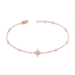 14k Gold & Diamond Star Bracelet