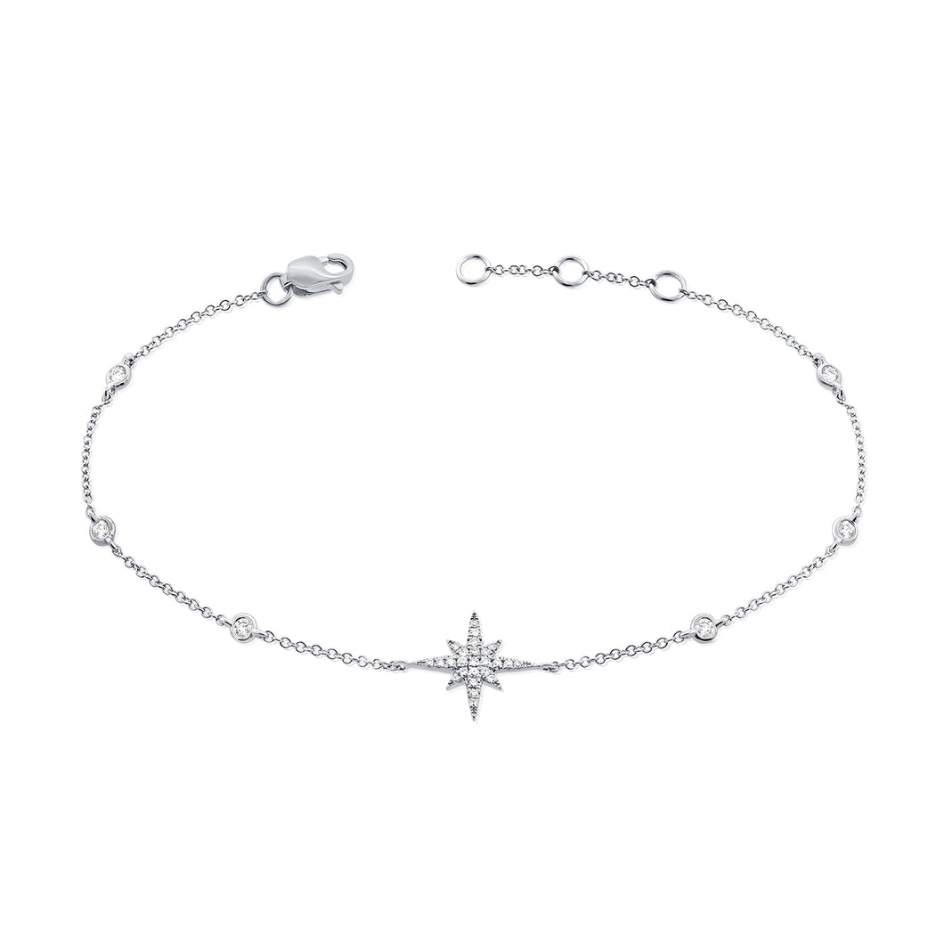 14k Gold & Diamond Star Bracelet