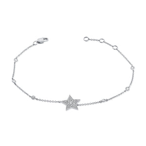 14k Gold & Diamond Star Bracelet