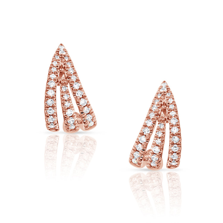 14K Gold & Diamond Cage Huggie Earrings - 0.14ct