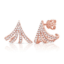 Load image into Gallery viewer, 14K Gold &amp; Diamond Cage Huggie Earrings