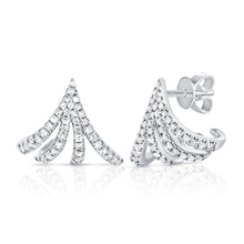 Load image into Gallery viewer, 14K Gold &amp; Diamond Cage Huggie Earrings