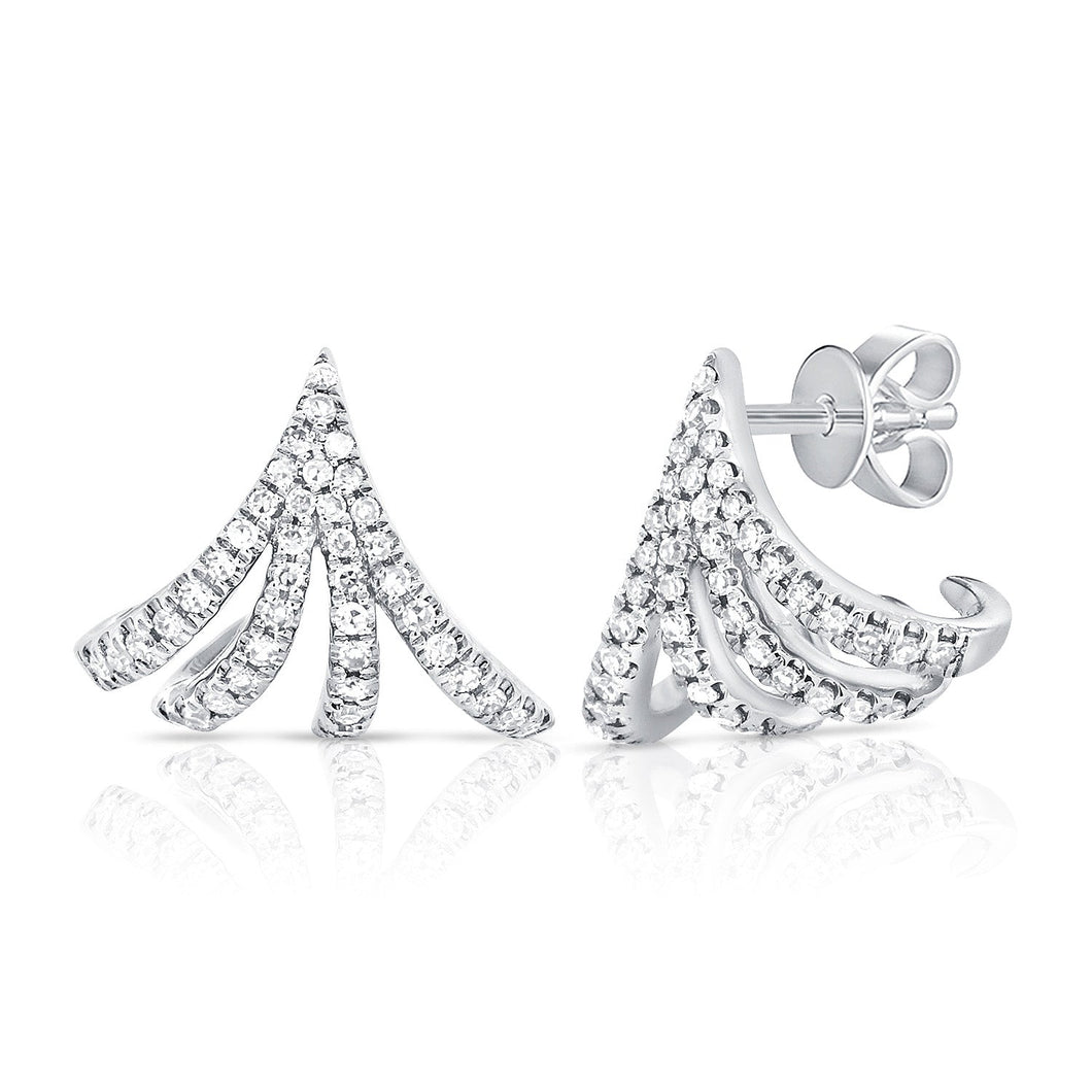 14K Gold & Diamond Cage Huggie Earrings