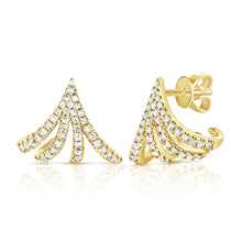 Load image into Gallery viewer, 14K Gold &amp; Diamond Cage Huggie Earrings