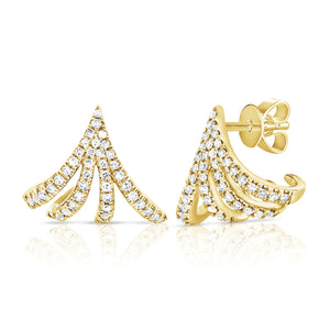 14K Gold & Diamond Cage Huggie Earrings
