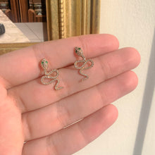Load image into Gallery viewer, 14k Gold &amp; Diamond Snake Stud Earrings