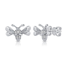 Load image into Gallery viewer, 14k Gold &amp; Diamond Bumble Bee Stud Earrings