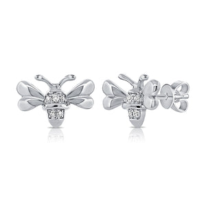 14k Gold & Diamond Bumble Bee Stud Earrings