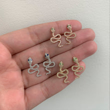 Load image into Gallery viewer, 14k Gold &amp; Diamond Snake Stud Earrings