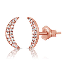 Load image into Gallery viewer, 14k Gold &amp; Diamond Moon Stud Earrings