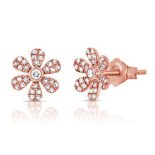 Load image into Gallery viewer, 14k Gold &amp; Diamond Flower Earrings