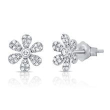 Load image into Gallery viewer, 14k Gold &amp; Diamond Flower Earrings