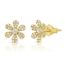 Load image into Gallery viewer, 14k Gold &amp; Diamond Flower Earrings
