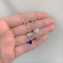 Load image into Gallery viewer, 14k Gold &amp; Diamond Lapis Heart Earrings